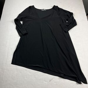 Sympli Asymmetric Hem Blouse Black 3/4 Sleeve Wrinkle Resistant Top Size 6/8